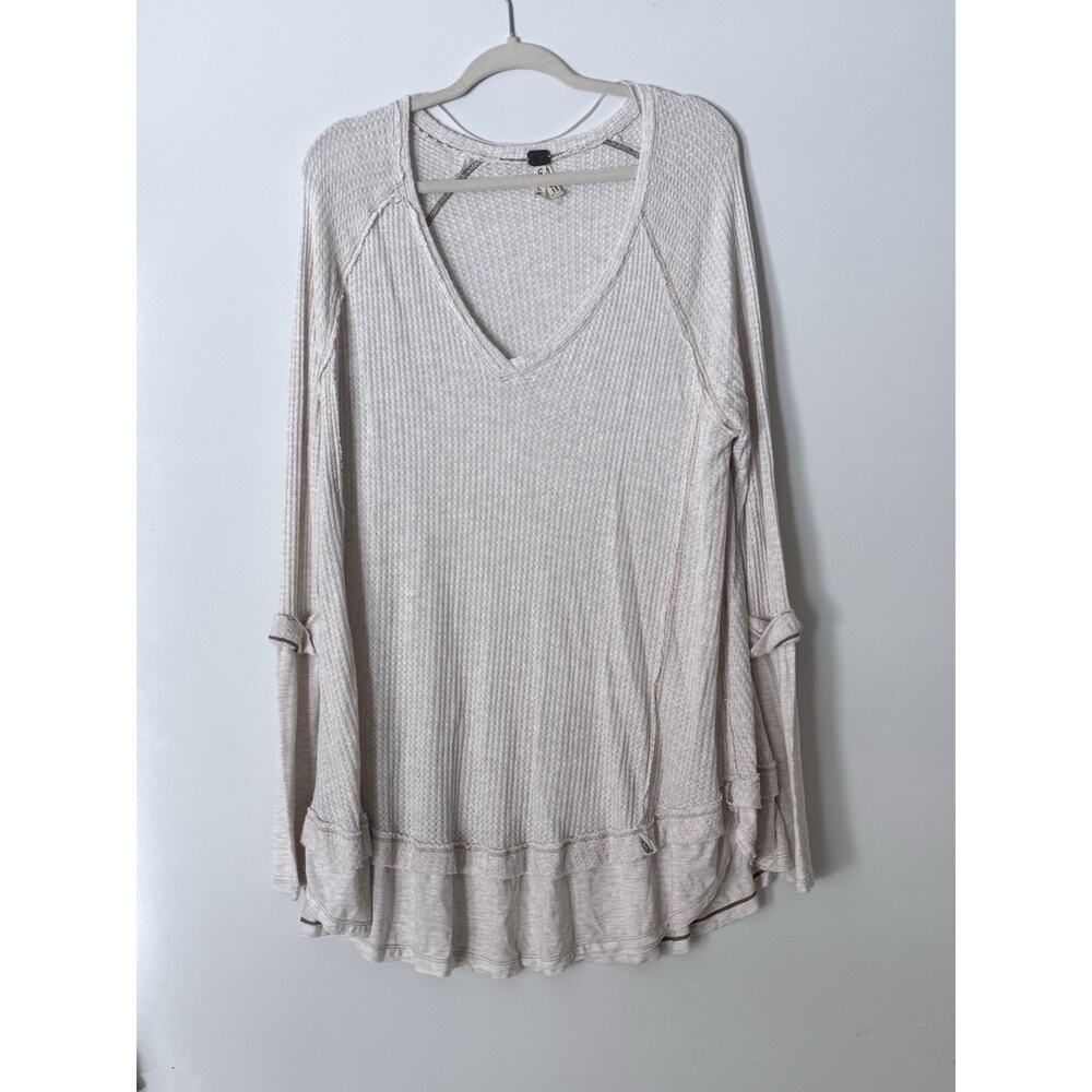 We the Free by free people Laguna thermal Waffle Knit Sz L Oversized Long Sleeve